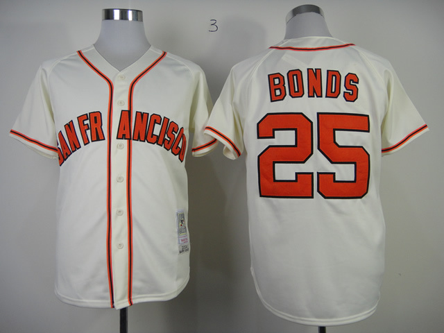 Men San Francisco Giants #25 Bonds Cream Throwback MLB Jerseys